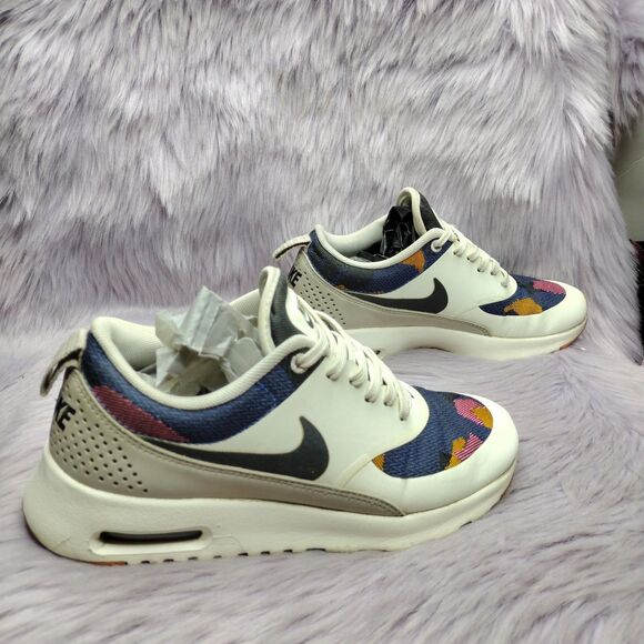 Nike Air Max Thea Jacquard Premium Print Shoes Womens Size 5.5 Ivory Blue Grey - Picture 2 of 7
